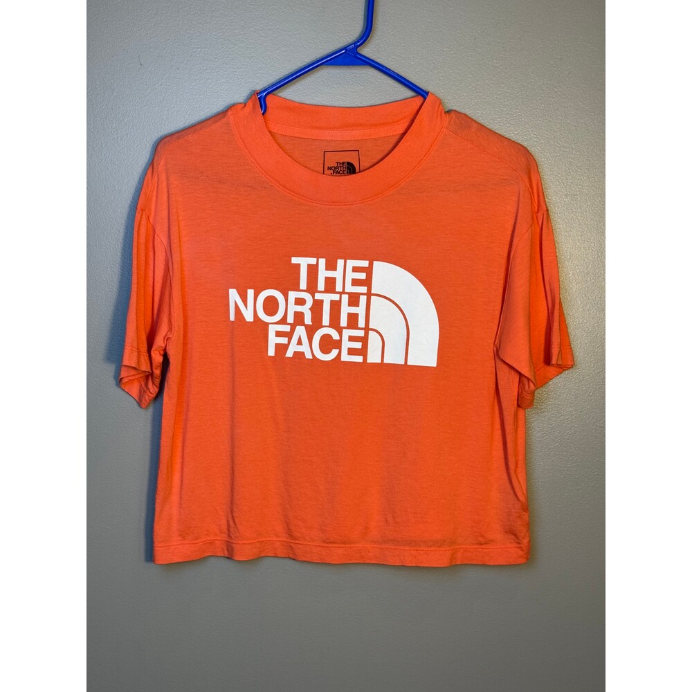 The North Face Women's Neon Coral Logo Crop Tee Size Small